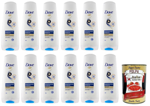 Italian Gourmet E.R. Kuren 12x Dove Ricostruzione Intensiva Balsamo per Capelli Danneggiati,Balsam für Geschädigtes Haar 180ml + Italian Gourmet Polpa di Pomodoro 400g Dose 8720182002464
