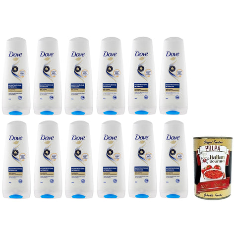 Dove Ricostruzione Intensiva Balsamo per Capelli Danneggiati,Balsam für Geschädigtes Haar 180ml 12x Original italienisch inkl. Italian Gourmet Polpa di Pomodoro 400g Dose