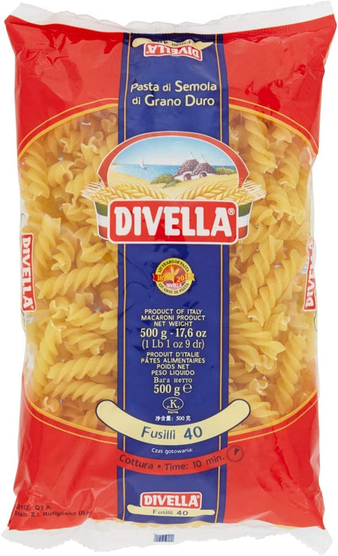 Italian Gourmet E.R. Kurze Pasta 10x Divella Fusilli N. 40 Hartweizengrieß Pasta Italienische Nudeln 500g Packung + Italian Gourmet Polpa di Pomodoro 400g Dose 8005121000405