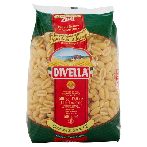 Italian Gourmet E.R. Kurze Pasta 10x Divella Gnocchetti Sardi N. 58 Hartweizengrieß Pasta Italienische Nudeln 500g Packung + Italian Gourmet Polpa di Pomodoro 400g Dose 8005121002584