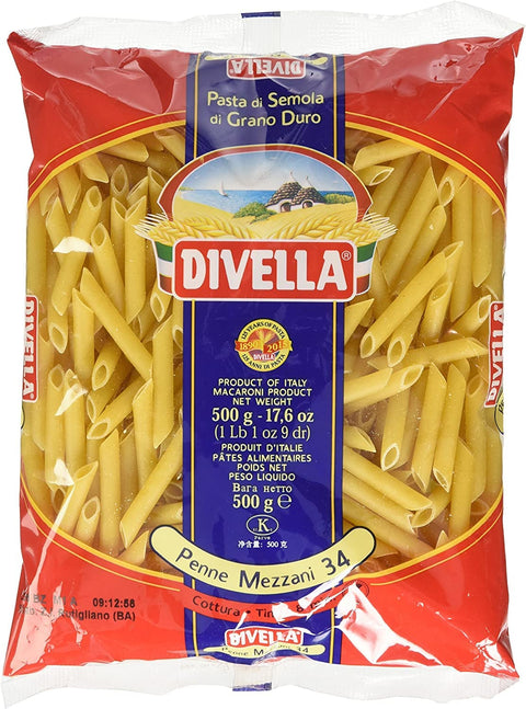 Italian Gourmet E.R. Kurze Pasta 10x Divella Penne Mezzani N. 34 Hartweizengrieß Pasta Italienische Nudeln 500g Packung + Italian Gourmet Polpa di Pomodoro 400g Dose 8005121000344