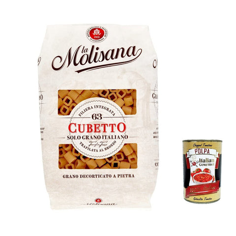 La Molisana Cubetto N. 63 Pasta Lenta Lavorazione Teigwaren aus Hartweizengrieß Bronze-Zeichnung 500g 10x Original italienisch inkl. Italian Gourmet Polpa 400g