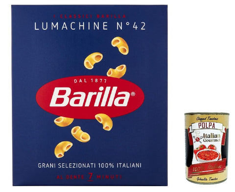 Italian Gourmet E.R. Kurze Pasta 10x Pasta Barilla Lumachine nr. 42, 100% italienisch Nudeln 500 g pack + Italian Gourmet polpa 400g 8076802085424