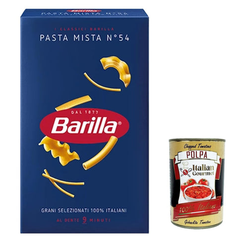 Italian Gourmet E.R. Kurze Pasta 10x Pasta Barilla Pasta mista Nr. 54, 100% italienisch Nudeln 500 g pack + Italian Gourmet polpa 400g 8076804765546