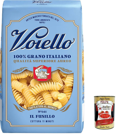 Italian Gourmet E.R. Kurze Pasta 10x Voiello Pasta Fusilli Nudeln 100 % italienische N141 500g + Italian Gourmet Polpa 400g 8076810500407