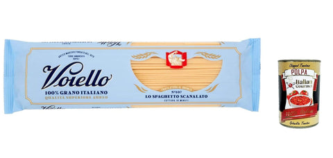 Italian Gourmet E.R. Kurze Pasta 10x Voiello Pasta Lo Spaghetto Scanalato Nudeln 100 % italienische N107, 500g + Italian Gourmet Polpa 400g 8076810500919