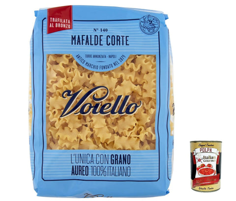 Italian Gourmet E.R. Kurze Pasta 10x Voiello Pasta Mafalda Corta Nudeln 100 % italienische N140 500g + Italian Gourmet Polpa 400g 8076810500902