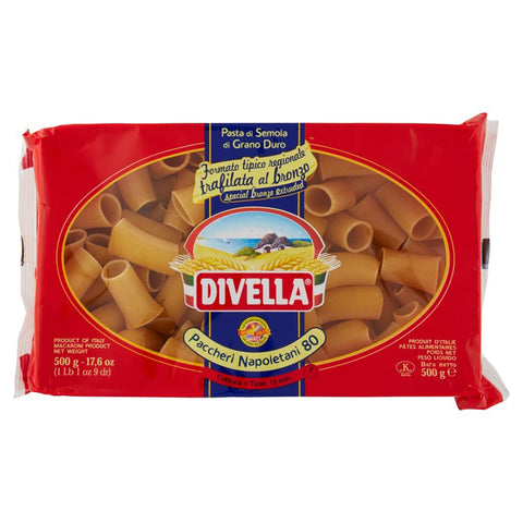 Divella Paccheri Napoletani N. 80 Hartweizengrieß Pasta Italienische Nudeln Packung 12x 500g inkl. Italian Gourmet Polpa di Pomodoro 400g Dose Original italienisch