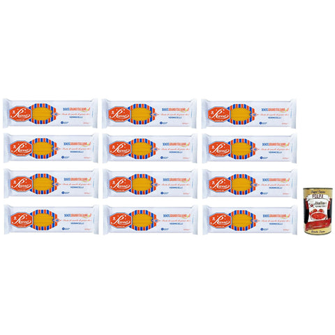 Russo Vermicelli N°70 Hartweizengrieß Pasta, 100% Italienischer Weizen, Packung 12x500g Original italienisch