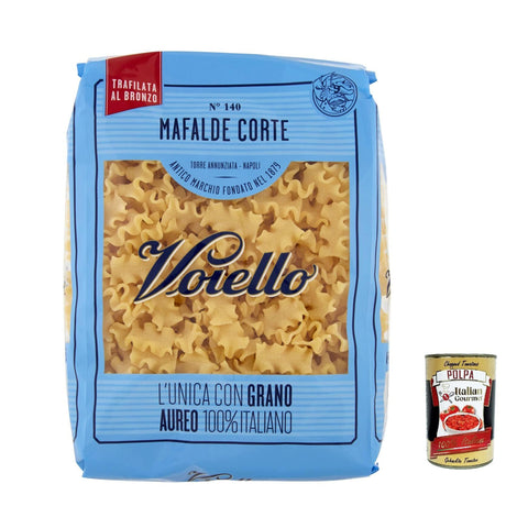 Voiello Pasta Mafalda Corta Nudeln 100 % italienische N140 500g 20x Original italienisch inkl. Italian Gourmet Polpa 400g
