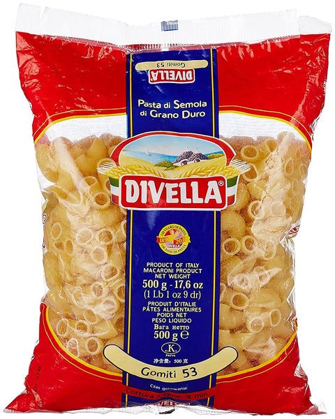 Italian Gourmet E.R. Kurze Pasta 24x Divella Gomiti N. 53 Hartweizengrieß Pasta Italienische Nudeln 500g Packung + Italian Gourmet Polpa di Pomodoro 400g Dose 8005121000535