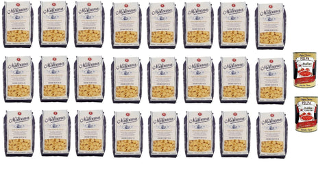 Italian Gourmet E.R. Kurze Pasta 24x La Molisana Abissine Rigate N.25 Pasta Lenta Lavorazione Teigwaren aus Hartweizengrieß Bronze-Zeichnung 500g + 2x Italian Gourmet Polpa 8004690052501