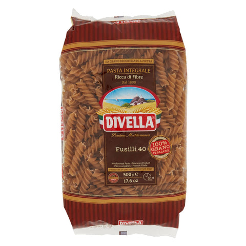 Divella Fusilli integrale n. 40 Vollkor Nudeln 24x 500 g inkl. Italian Gourmet polpa 400g Original italienisch