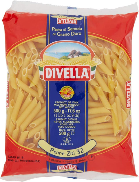 Italian Gourmet Pasta Divella 100% N° 32 Penne Ziti 5x 500g Original italienisch