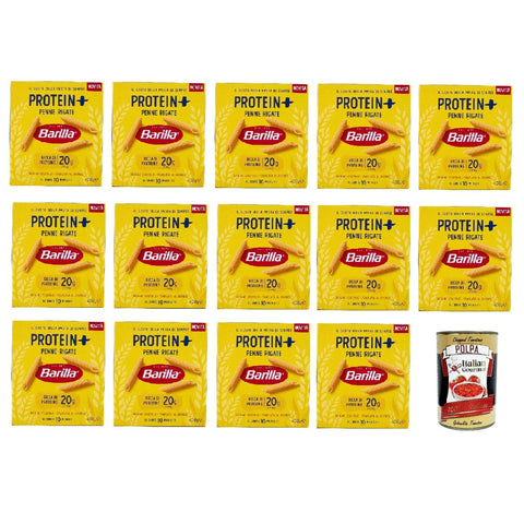 Italian Gourmet E.R. Kurze Pasta Barilla Protein+ Penne Rigate 400gr, Pasta reich an pflanzlichem Protein, 14x 400 g + Italian Gourmet polpa 400gr 8032804040014