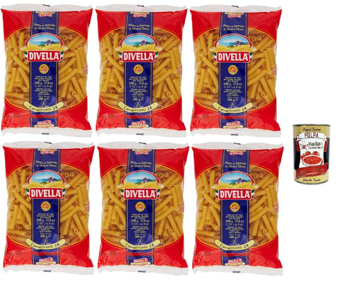 Italian Gourmet E.R. Kurze Pasta Divella Pasta 100% Italienisch Cannerozzetti 24, Nudeln aus Hartweizengrieß, Kochen 10 Minuten 6x 500g + Italian Gourmet polpa 400g 8032804040014