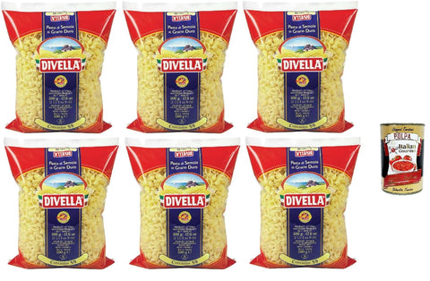 Italian Gourmet E.R. Kurze Pasta Divella Pasta 100% Italienisch Cocciolini 59, Nudeln aus Hartweizengrieß, Kochen 7 Minuten 6x 500g + Italian Gourmet polpa 400g 8032804040014