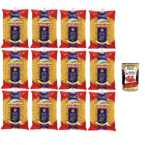 Divella Pasta 100% Italienisch Lumachine 52, Nudeln aus Hartweizengrieß, Kochen 7 Minuten 12x 500g Original italienisch inkl. Italian Gourmet Polpa 400g