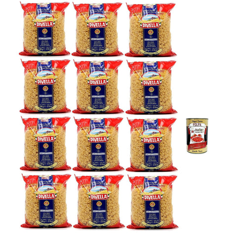 Divella Pasta 100% Italienisch Margheritine 60, Nudeln aus Hartweizengrieß, Kochen 7 Minuten 12x 500g Original italienisch inkl. Italian Gourmet Polpa 400g