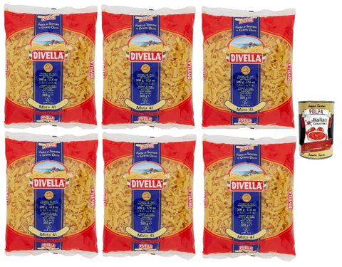Italian Gourmet E.R. Kurze Pasta Divella Pasta 100% Italienisch Pasta Mista 41, Nudeln aus Hartweizengrieß, Kochen 7 Minuten 6x 500g + Italian Gourmet polpa 400g 8032804040014