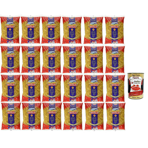 Divella Pasta 100% Italienisch Pennette di Mezzani 38, Nudeln aus Hartweizengrieß, Kochen 8 Minuten 24x 500g Original italienisch inkl. Italian Gourmet Polpa 400g