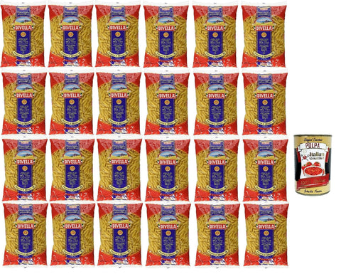 Italian Gourmet E.R. Kurze Pasta Divella Pasta 100% Italienisch Pennette di Mezzani 38, Nudeln aus Hartweizengrieß, Kochen 8 Minuten 24x 500g + Italian Gourmet polpa 400g 8032804040014