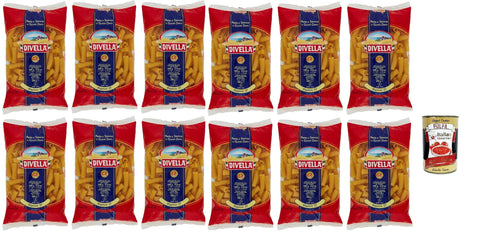 Italian Gourmet E.R. Kurze Pasta Divella Pasta 100% Italienisch Rigatoni N° 17, Nudeln aus Hartweizengrieß, Kochen 9 Minuten 12x 500g + Italian Gourmet polpa 400g 8032804040014