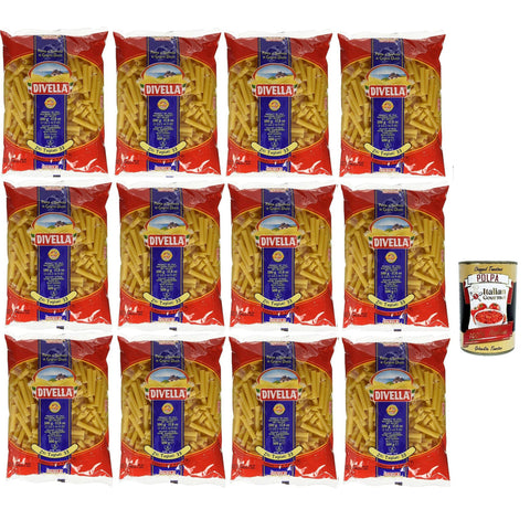 Divella Pasta 100% Ziti Tagliati 33, Nudeln aus Hartweizengrieß, Kochen 8 Minuten 12x 500g inkl. Italian Gourmet polpa 400g Original italienisch
