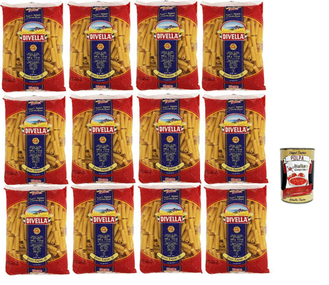 Italian Gourmet E.R. Kurze Pasta Divella Pasta 100% Italienisch Zitoni Tagliati n. 31, Nudeln aus Hartweizengrieß, Kochen 9 Minuten 12x 500g + Italian Gourmet polpa 400g 8032804040014