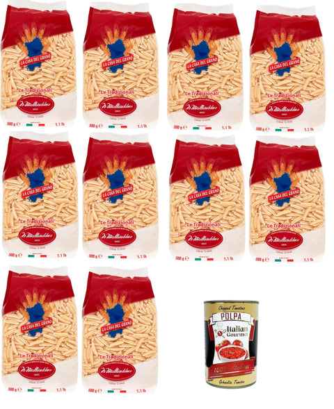 Italian Gourmet E.R. Kurze Pasta La Casa Del Grano Malloreddus medi Pasta di semola di grano duro medi Nudeln aus Hartweizengrieß 10x500gr + Italian Gourmet polpa 400g 8032804040014