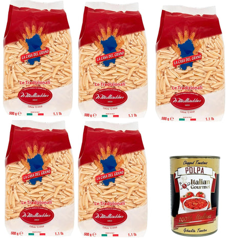 La casa del grano Malloreddus medi Pasta di semola di grano duro medi Nudeln aus Hartweizengrieß 5x500g Original italienisch
