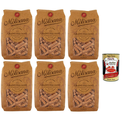 La Molisana Pasta Integrale Fusilli n°28 Vollkornnudeln Vollkornpasta, 100% italienischer Weizen 6x500g Original italienisch