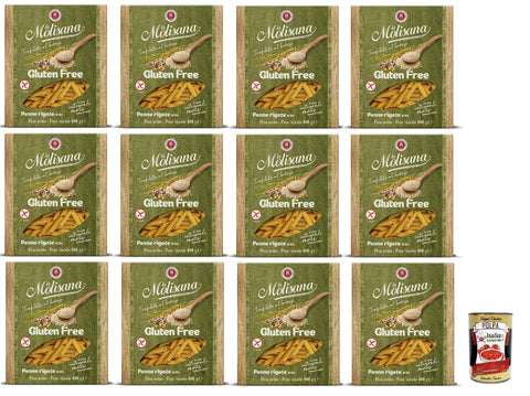 Italian Gourmet E.R. Kurze Pasta La Molisana, Penne Rigate n. 20 Senza Glutine, Nudeln Gluten -freie Pasta und Bronzezeichnung mit Vollreis, Mais und Quinoa, Kochzeit 10 Minuten, 12x 400 g + Italian Gourmet polpa 400g 8032804040014