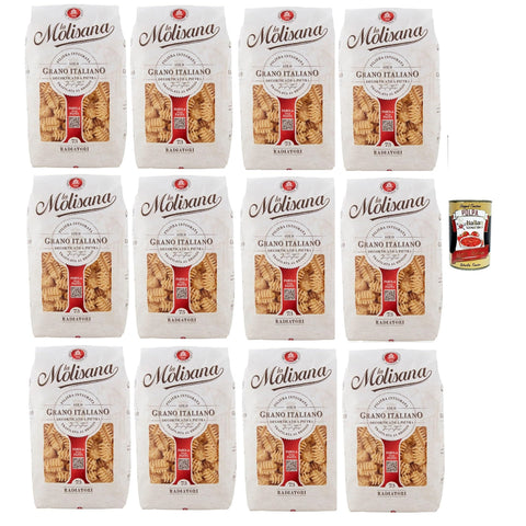 La Molisana Radiatori N°73, Pasta Lenta Lavorazione Teigwaren aus Hartweizengrieß Bronze - Zeichnung 12x 500g inkl. Italian Gourmet polpa 400g Original italienisch