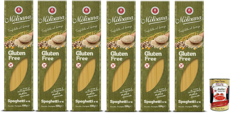 Italian Gourmet E.R. Kurze Pasta La Molisana, Spaghetti N.15 Senza Nudeln Glutine, Gluten -freie Pasta und Bronzezeichnung mit Vollreis, Mais und Quinoa, Kochzeit 10 Minuten, 6x 400 g + Italian Gourmet polpa 400g 8032804040014