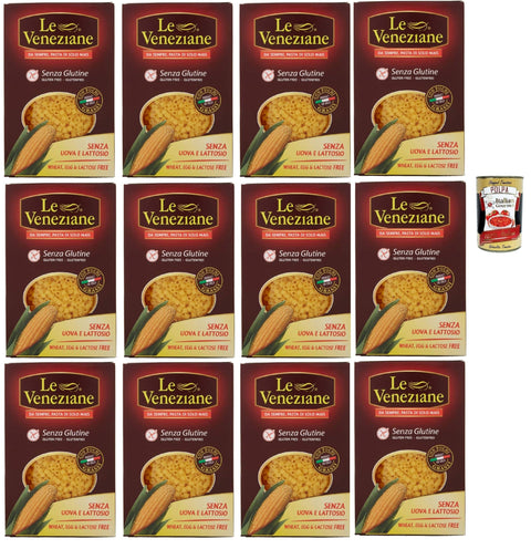 Italian Gourmet E.R. Kurze Pasta Le Veneziane Pasta di Mais Ditalini, senza glutine,100% italienische Maisnudeln, glutenfrei. gluten free 12x 250g + Italian Gourmet polpa 400g 8032804040014