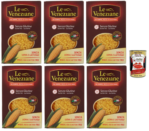 Italian Gourmet E.R. Kurze Pasta Le Veneziane Pasta di Mais Ditalini, senza glutine,100% italienische Maisnudeln, glutenfrei. gluten free 6x 250g + Italian Gourmet polpa 400g 8032804040014