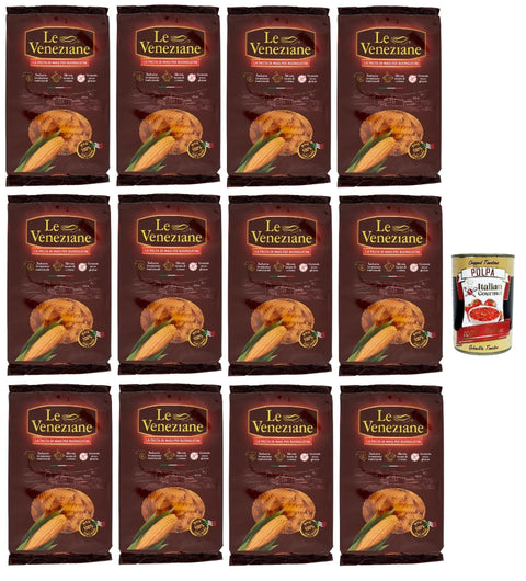 Italian Gourmet E.R. Kurze Pasta Le Veneziane Pasta di Mais Elicoidali, senza glutine,100% italienische Maisnudeln, glutenfrei. gluten free 12x 250g + Italian Gourmet polpa 400g 8032804040014