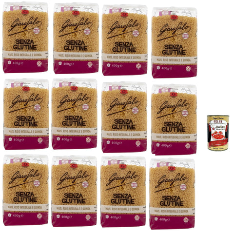 Italian Gourmet E.R. Kurze Pasta Pasta Anellini 12x 400 g Senza Glutine Glutin free, glutenfrei Pasta Noodles + Italian Gourmet Polpa 400 g 8032804040014