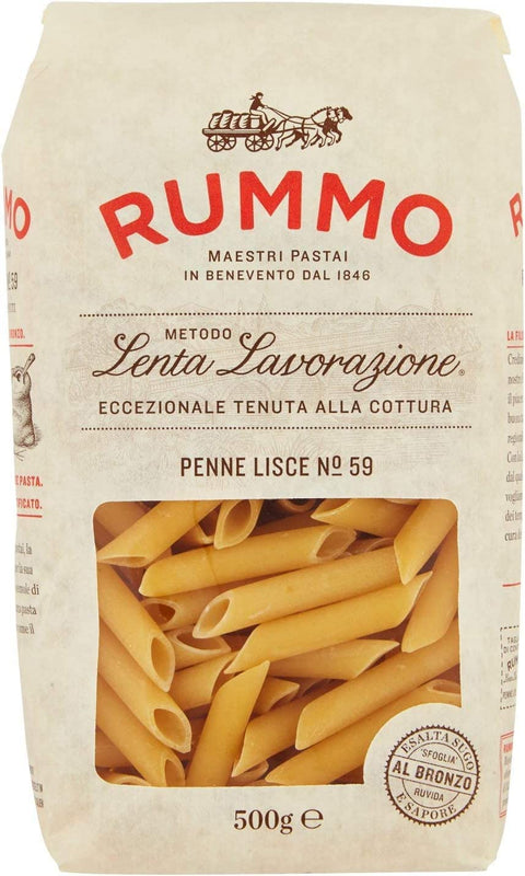 Italian Gourmet E.R. Kurze Pasta Rummo Pasta Penne Lisce n°59 Teigwaren aus Hartweizengrieß Bronzepaste 500g Packung 8008343200592