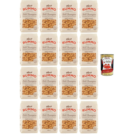 Rummo Tubetti Zita N°31 Hartweizengrieß Pasta Italienische Nudeln 16x500g Packung Original italienisch inkl. Italian Gourmet Polpa di Pomodoro 400g Dose