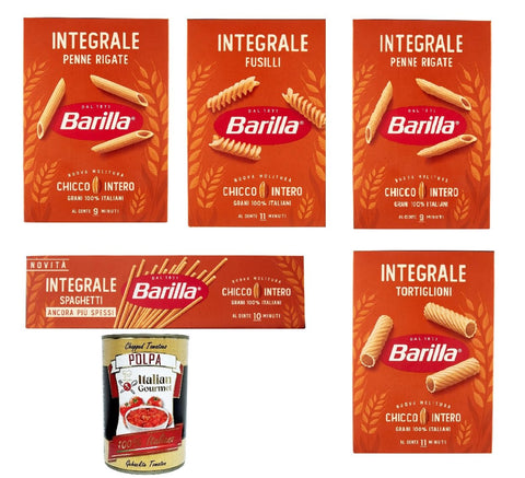 Italian Gourmet E.R. Kurze Pasta Testpaket Pasta Integrali Vollkorn italienisch Nudeln 5x 500 g pack + Italian Gourmet polpa 400g 8076809575522