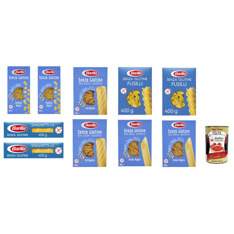Barilla senza Glutine Glutenfrei pasta nudeln 10 x 400G TESTPAKET Original italienisch inkl. Italian Gourmet Polpa 400g