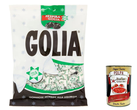 Italian Gourmet E.R. Lakritze 12x Golia Farfallina Gummibonbons, Lakritzgeschmack, Süßigkeiten Bonbon einzeln in einem 160g + Italian Gourmet polpa 400g 8003440122075