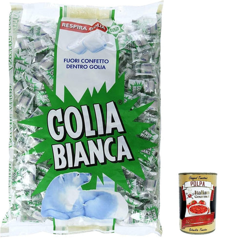 Italian Gourmet E.R. Lakritze Golia Bianca Caramelle Dure Algusto Menta e Liquirizia, Harte Süßigkeiten für Minzgeschmack und Süßholz 1Kg + Italian Gourmet polpa 400g 8003440221990