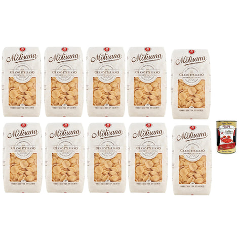 La Molisana Orecchiette Pugliesi N. 30 Pasta Lenta Lavorazione Teigwaren aus Hartweizengrieß Bronze - Zeichnung 10x 500g inkl. Italian Gourmet Polpa 400g Original italienisch