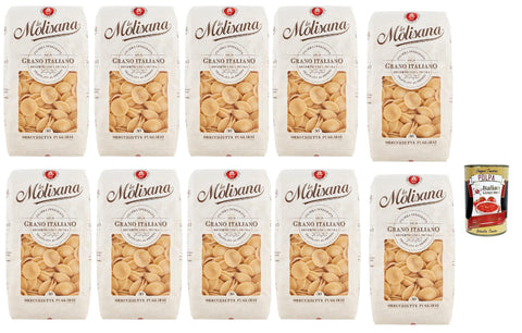 Italian Gourmet E.R. Längliche Pasta 10x La Molisana Orecchiette Pugliesi N. 30 Pasta Lenta Lavorazione Teigwaren aus Hartweizengrieß Bronze-Zeichnung 500g + Italian Gourmet Polpa 400g 8004690129166