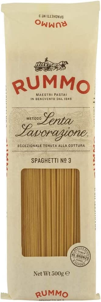 Italian Gourmet E.R. Längliche Pasta 10x Rummo Spaghetti N°3 Pasta Lenta Lavorazione Teigwaren aus Hartweizengrieß Bronze-Zeichnung 500g 8008343200035