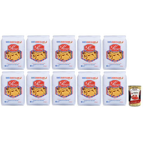 Russo Sigarette Ziti Tagliate N°125 Hartweizengrieß Pasta, 100% Italienischer Weizen, Packung 10x500g Original italienisch