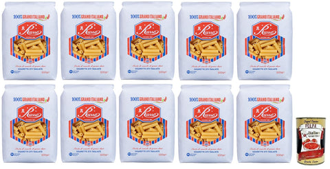 Italian Gourmet E.R. Längliche Pasta 10x Russo Sigarette Ziti Tagliate N°125 Hartweizengrieß Pasta,100% Italienischer Weizen,500g-Packung + Italian Gourmet Polpa di Pomodoro 400g Dose 8000139922589